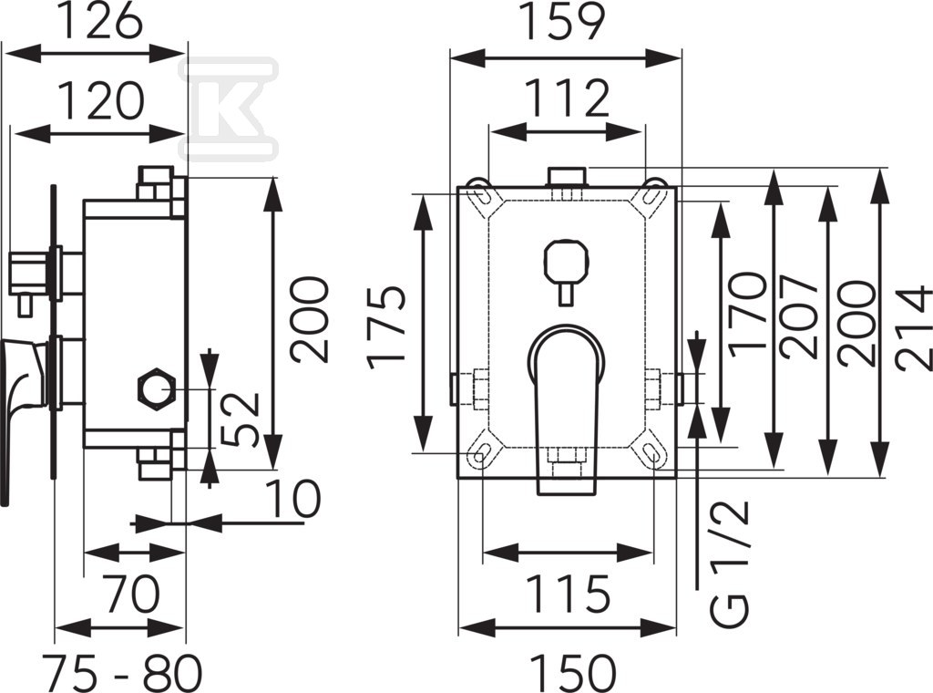 Bateria box-podtynkowa ALGEO SQUARE - BAQ7P2BOX